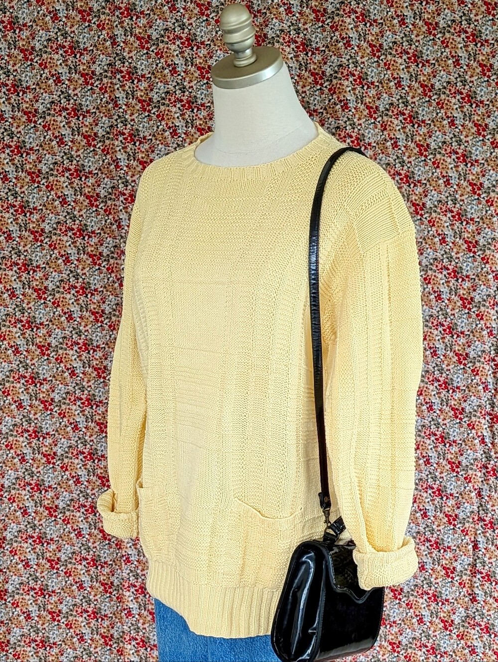 1980s Polo Ralph Lauren Yellow Lightweight Hand Knit Cotton Cable Sweater size M